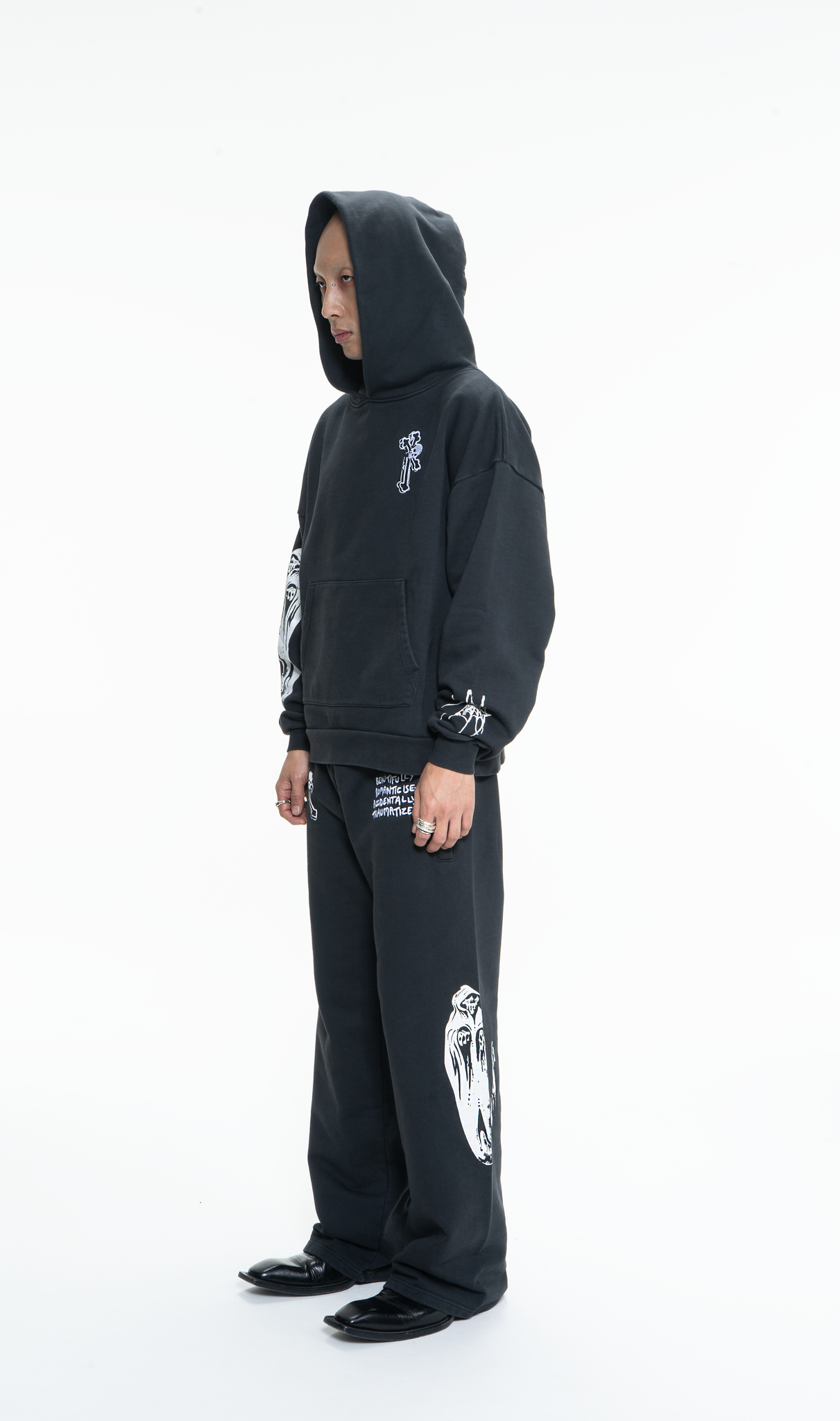 GOTH RUNNER TRACKSUIT HOODIE- MINERAL BLACK