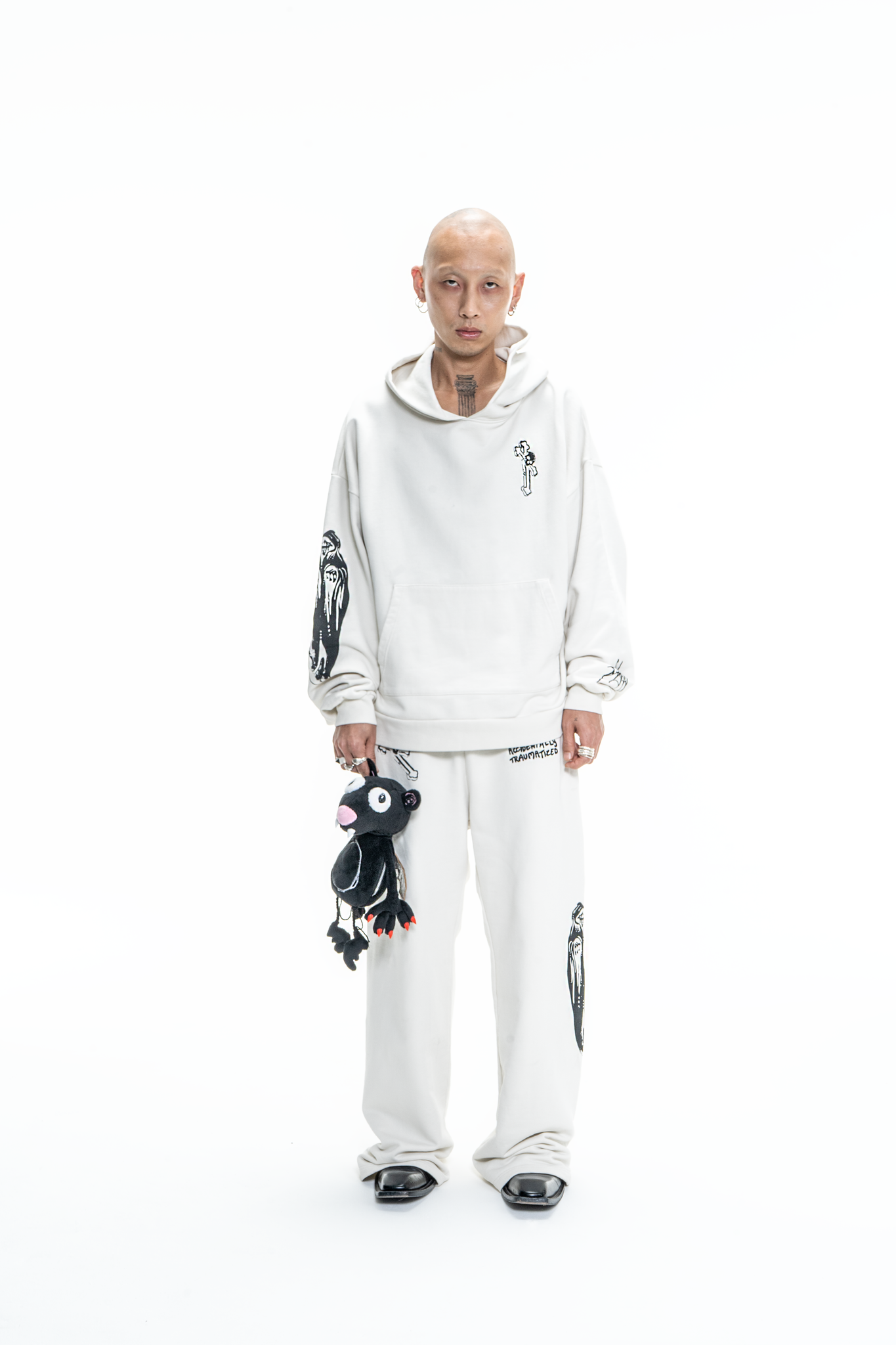 GOTH RUNNER TRACKSUIT HOODIE- BONE WHITE