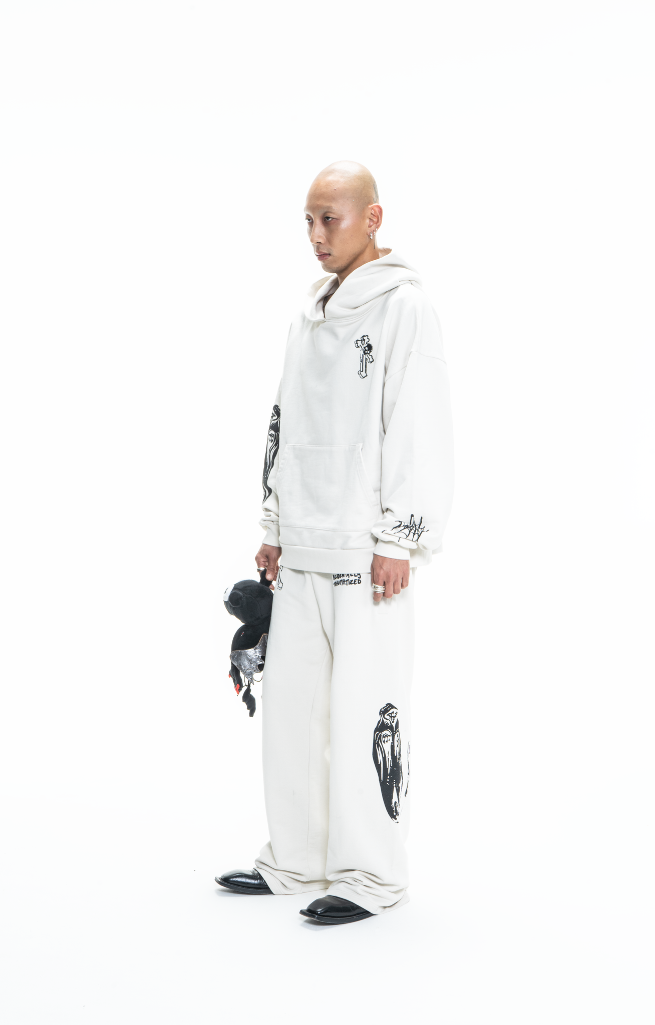GOTH RUNNER TRACKSUIT HOODIE- BONE WHITE