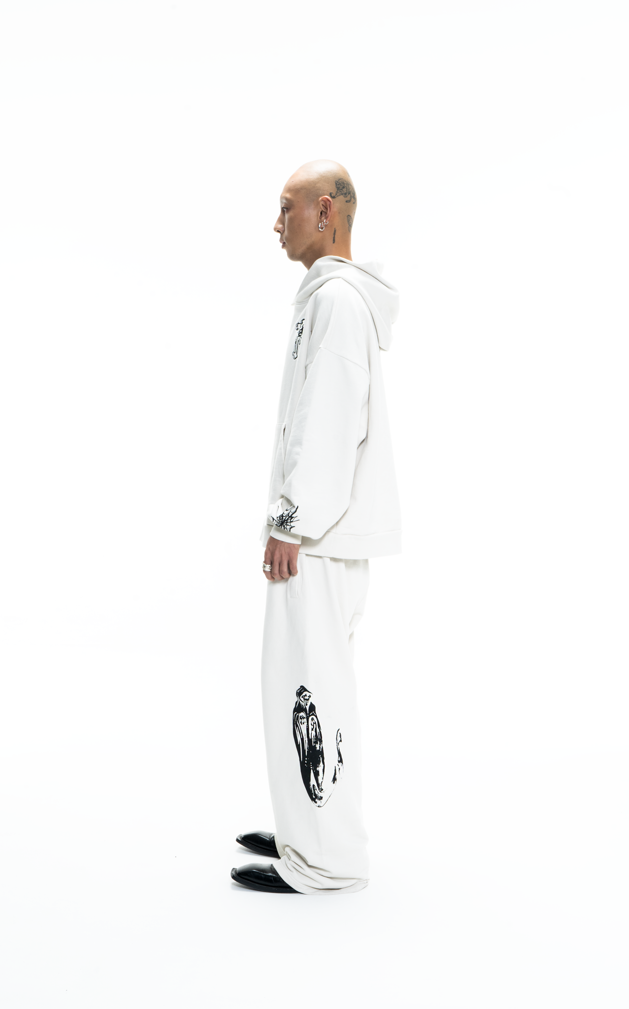 GOTH RUNNER TRACKSUIT HOODIE- BONE WHITE