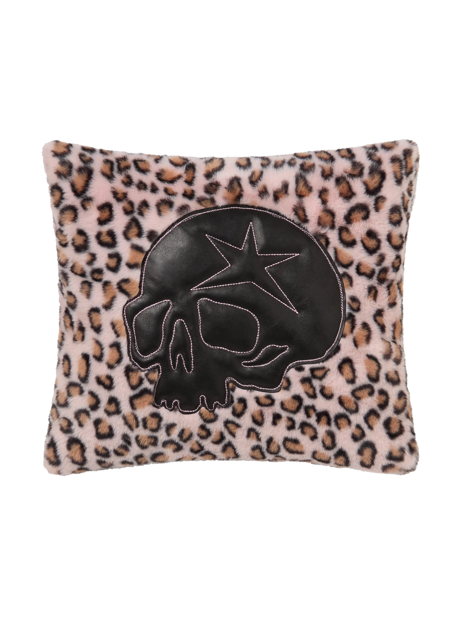 NUMBSKULL PINK LEOPARD FAUX FUR CUSHION