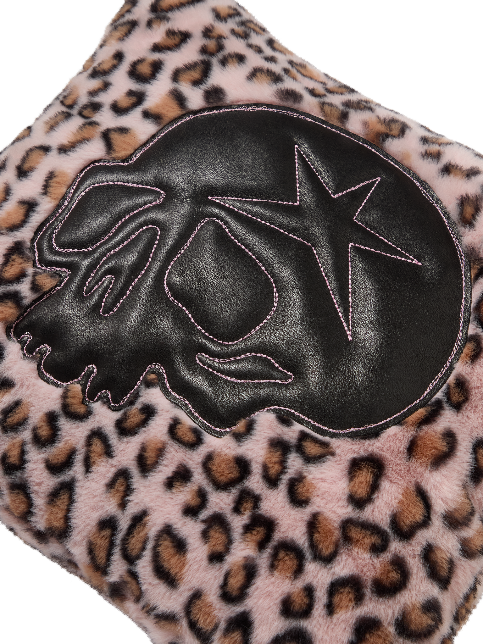 VOODOO PINK LEOPARD FUR CUSHION