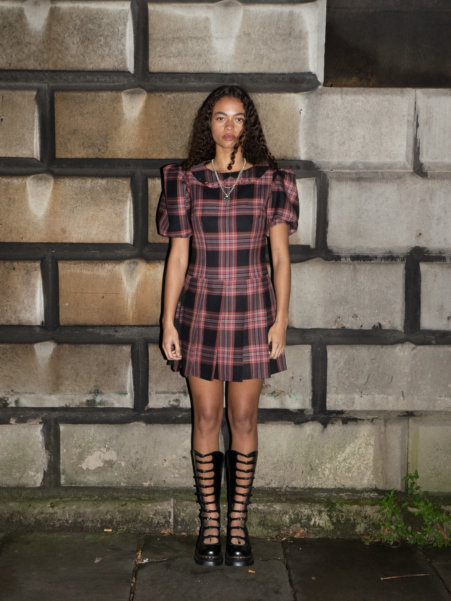 FOUR-PLAY STUDDED TARTAN DRESS - PINK